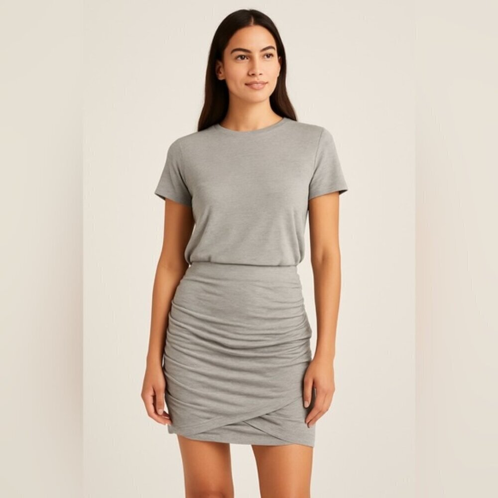 AWARE by Vero Moda Grey Ruched Jersey Skirt - Size M
